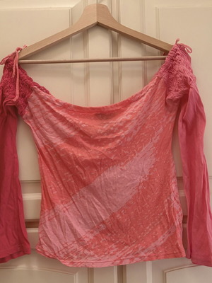 Custo Barcelona pink long-sleeve blouse with smocked shoulders