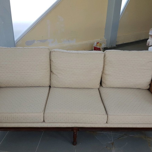 Wicker sofa and armchair used, fabric almost like new