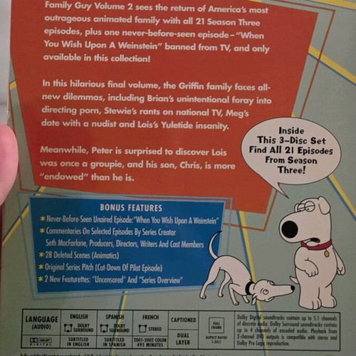 Family Guy Season 3 Volume 2 DVD used, comedy, no Greek subtitles
