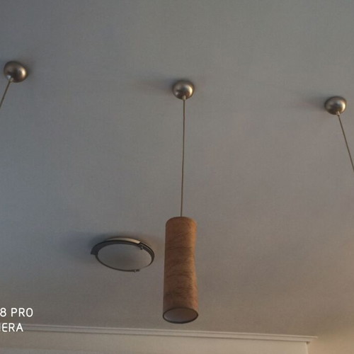 Pendant lights used, pack of 3, yellow with brown patterns