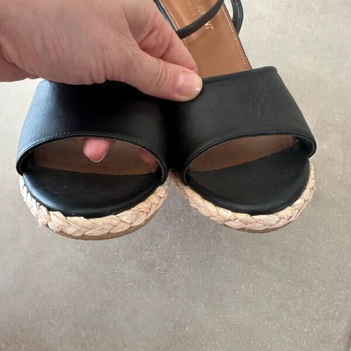 YSL espadrille platform sandals, black, size 38
