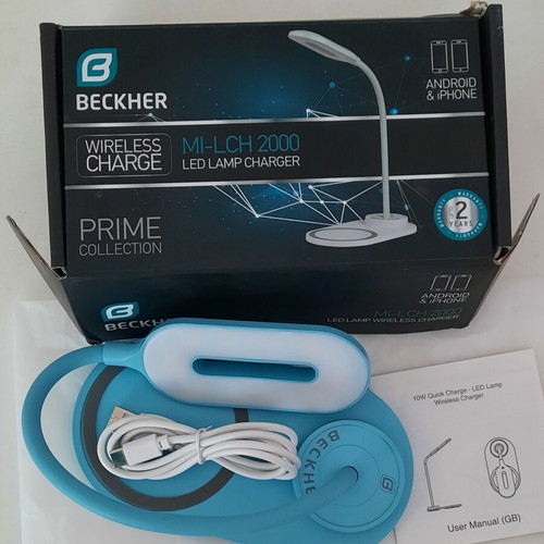 Beckher MI-LCH 2000 LED desk lamp with wireless phone charger, like new