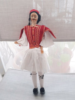 Tsolias doll with traditional foustanella costume like new