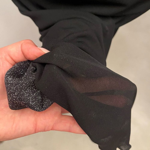 Elastic black dress with straps like new, subtle glitter