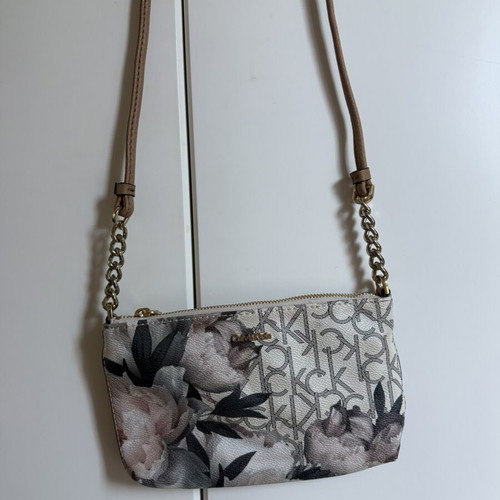 Crossbody bag new beige pink floral with gold details