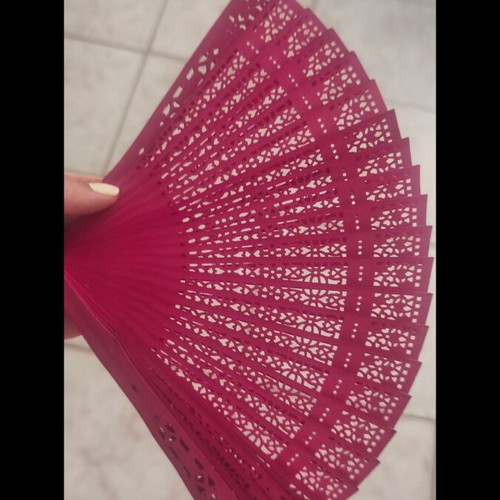 Wooden fan new, pink color