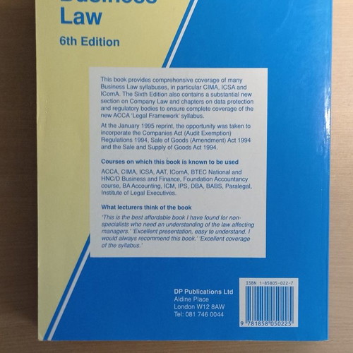 Business law 6th edition used, English
