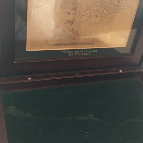 Gold 5000 Drachma banknote replica in Mailink collectible case