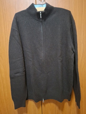Knitted cardigan 100% wool yarn like new, brown, size large