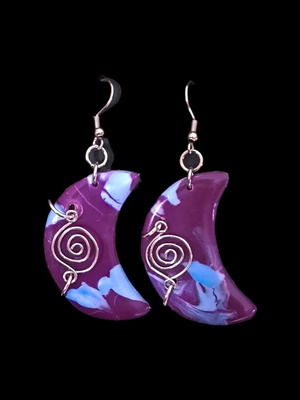 Moon Phase Earrings new, blue and purple