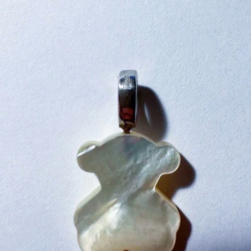 Authentic Tous pendant charm from mother of pearl like new, beige and silver