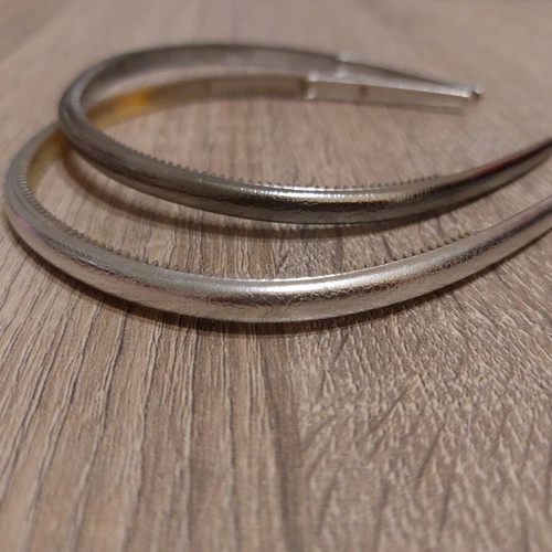Silver hairbands set, new, plastic with leather-like texture