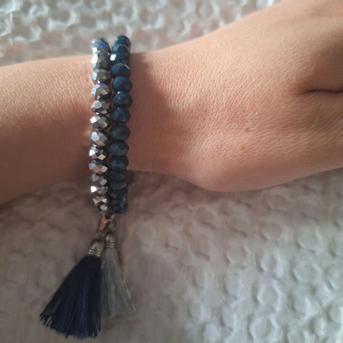 Elastic bracelets set of two with crystals by A.L.E. new