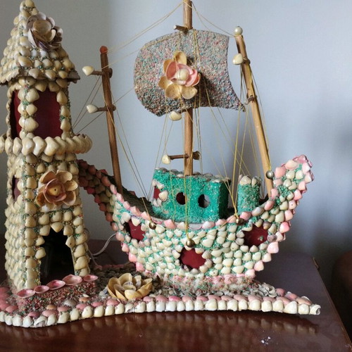 Handmade shell lamp used