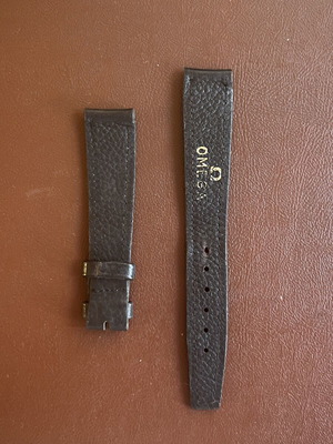 Omega vintage leather watch strap used, black, 17mm