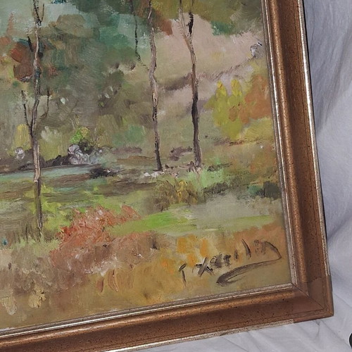 Large oil painting on canvas like new, signed artwork 76×56 cm