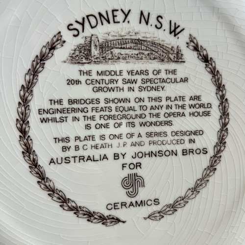 Vintage Sydney Australia Decorative Plate Johnson Brothers like new