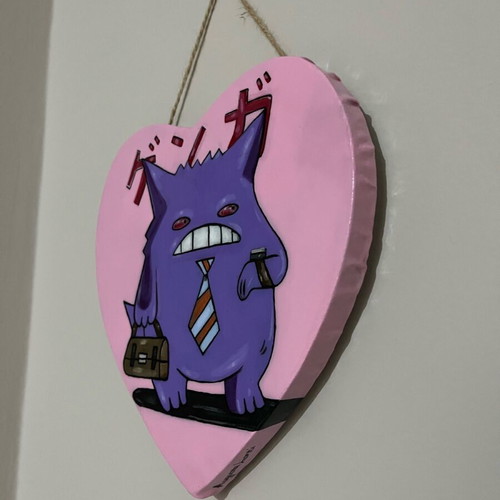 Melancholic Gengar new wall decoration with pink heart