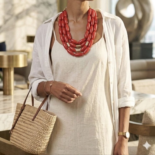 Necklace new, red