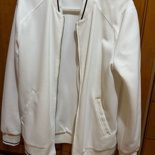 Zara white bomber style college jacket, medium