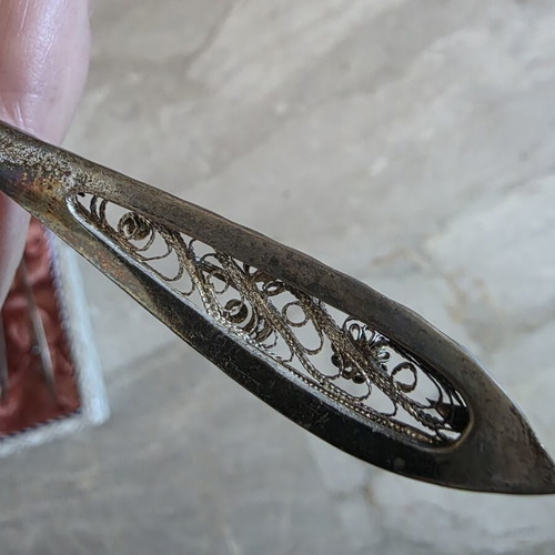Silver 800 Filigree Spoons set of 6 like new, 100 years old