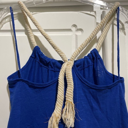Women's mini dress blue electric used with rope and golden threads