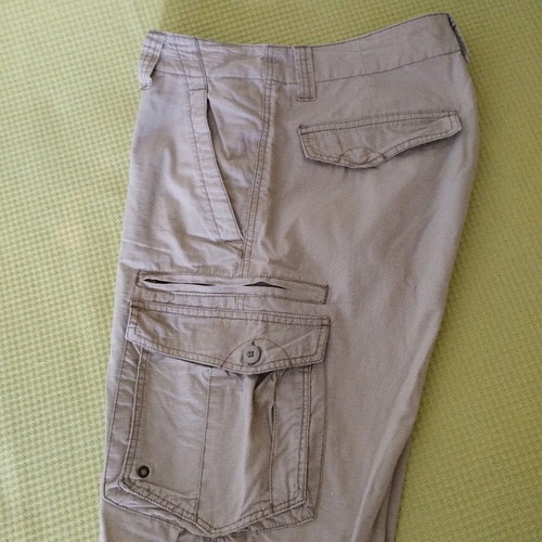 Cargo shorts men's used, size 34, beige, 100% cotton
