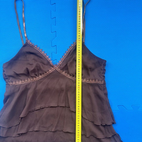 Vintage Y2K chocolate brown ruffle lace cami top size small like new