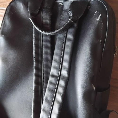 Moleskine leather laptop backpack used, black