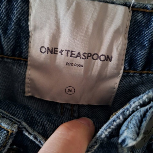 One Teaspoon denim pants like new, size 26, blue with pink