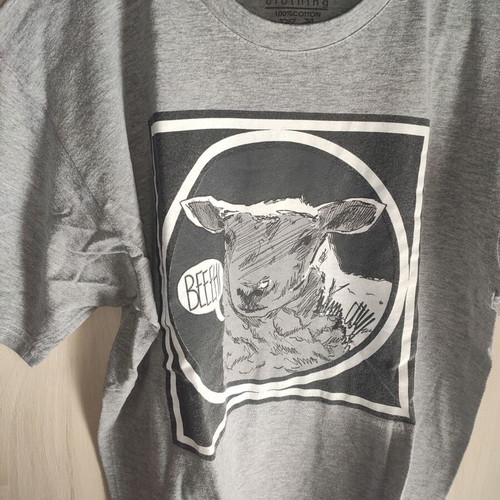Fasoli Clothing Grey Graphic T-Shirt "Sheep Beeeh" for Men, Sizes S-M-L