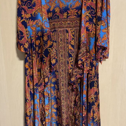 Celestino long colorful dress new, airy with belt