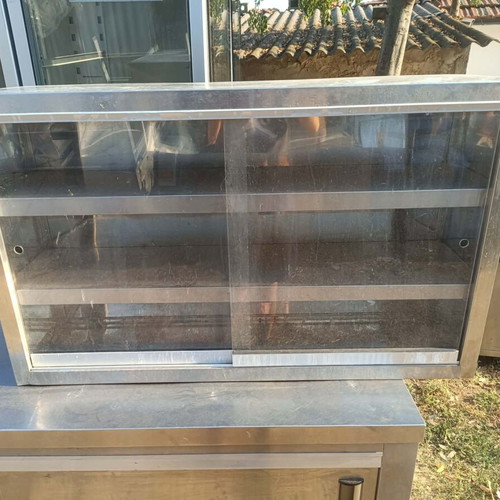 Professional stainless steel glass cabinet with sliding plexiglass doors