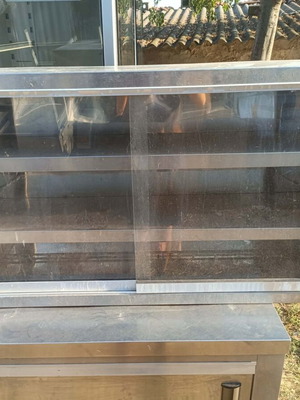 Professional stainless steel glass cabinet with sliding plexiglass doors