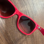 Sunglasses with red-pink frame, recently replaced lenses