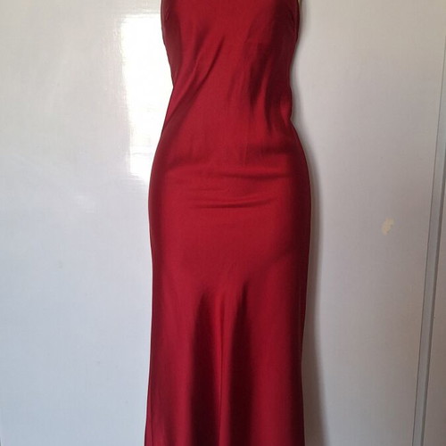 Italian satin wine red strap dress, size medium