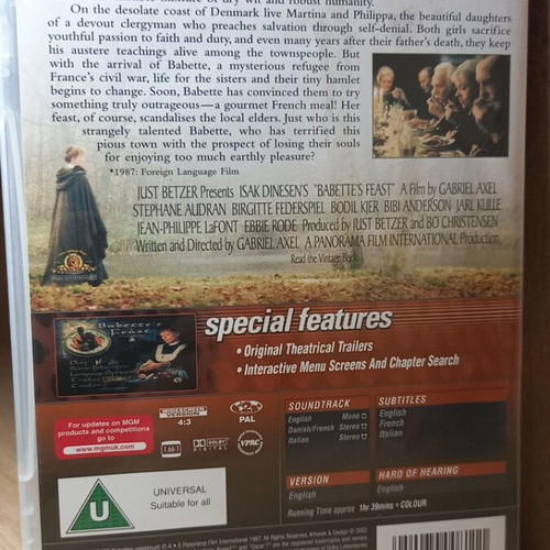 Babette's Feast DVD with English subtitles