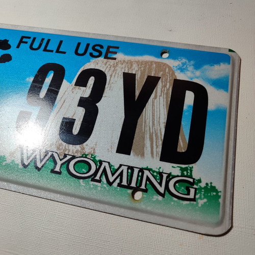 Licence plate USA Wyoming used, good condition