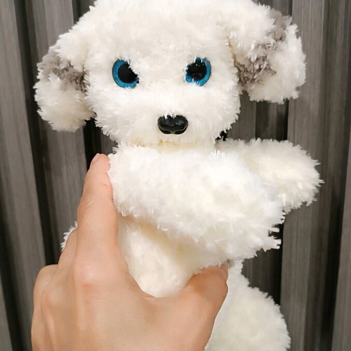 Handmade crocheted puppy new with movable limbs and gift keychain