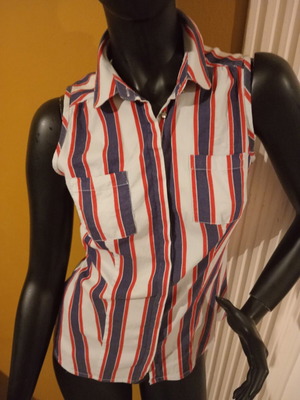Next sleeveless striped blouse like new, UK 10, blue and red