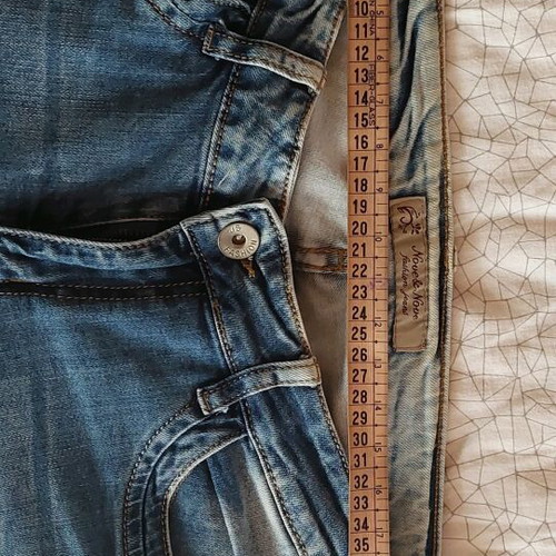 Jeans pants women's used, size L, blue with rips