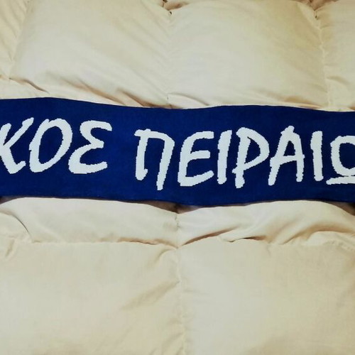 Ethnikos Piraeus Scarf like new, thick knitted winter with 1990 pins