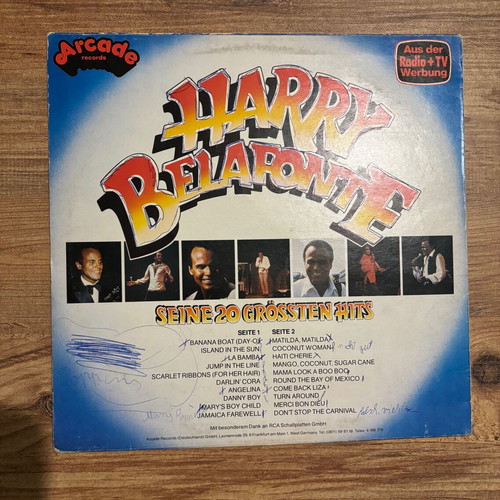 Harry Belafonte 20 Greatest Hits vinyl used, folk