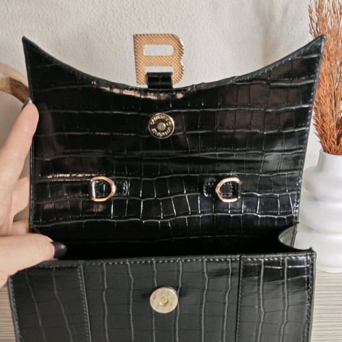 Black Croco Bag Zara new with detachable strap