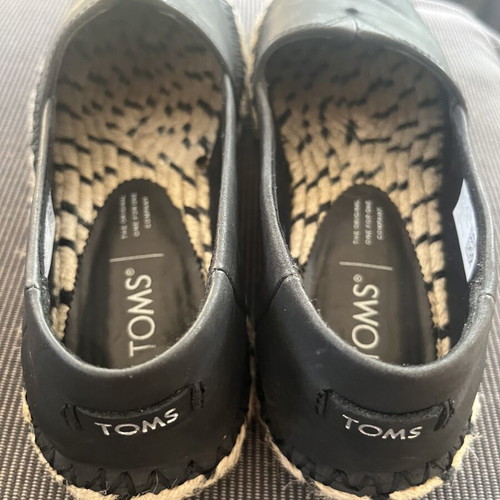 Toms Esparto Leather Black women's espadrilles like new, size 38