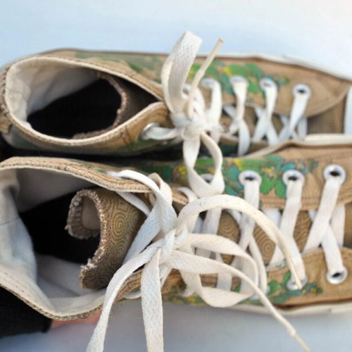 Converse All Star High Top Canvas Sneakers used, floral skull design, size 38