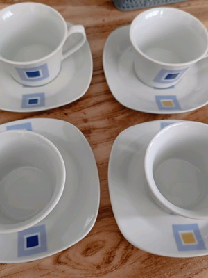 Greek coffee cup set used, 4 pieces