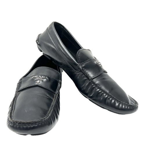 Prada black leather moccasins used, large fit