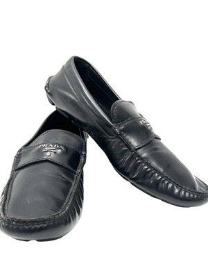 Prada black leather moccasins used, large fit