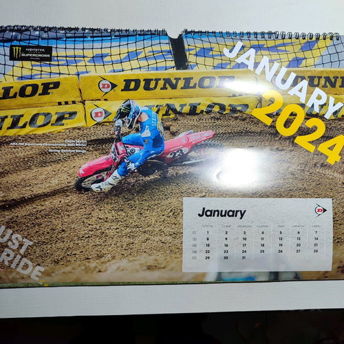 Dunlop motosport wall calendar 2024 used 42x30cm